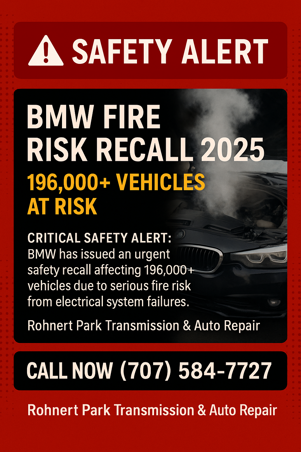 BMW Fire Risk Recall 2025 - 196,000+ Vehicles at Risk